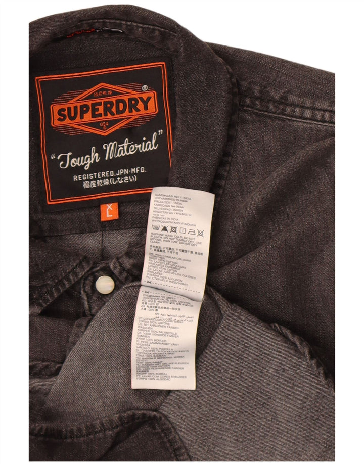 Superdry Camisa Vaquera Para Hombre XL Algodón Gris