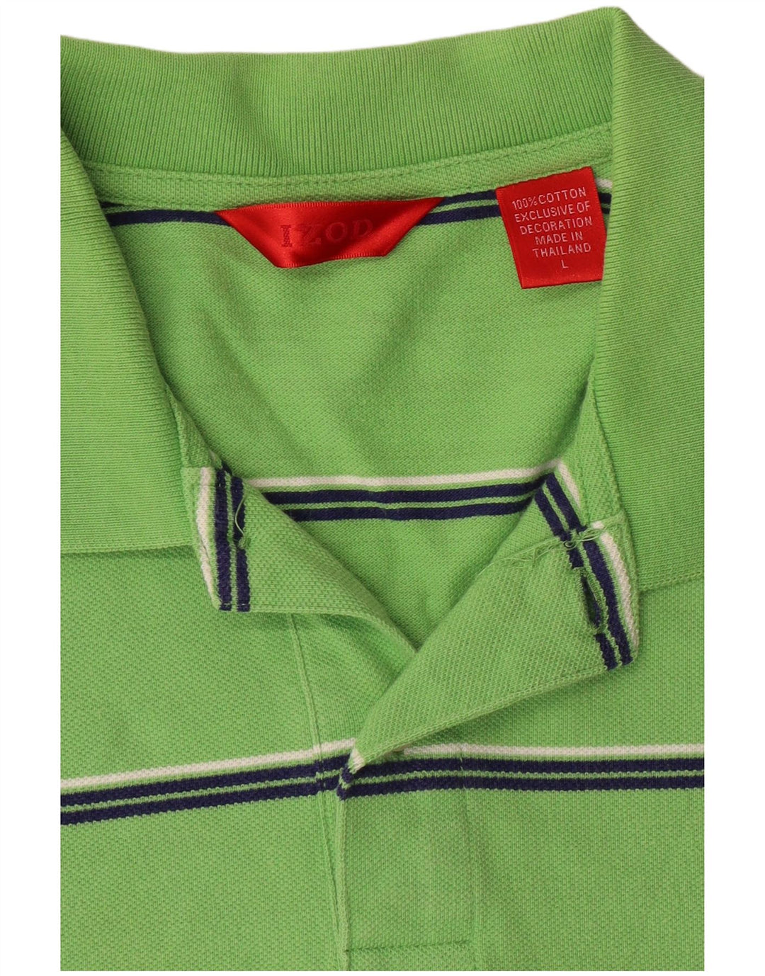 Izod Polo Hombre De Algodón A Rayas Verde Grande