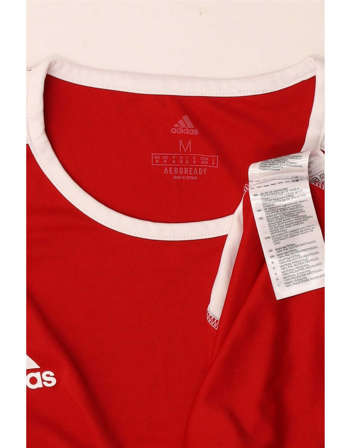 Adidas Hombre Aeroready Camiseta Superior Medio Rojo Colorblock Poliéster