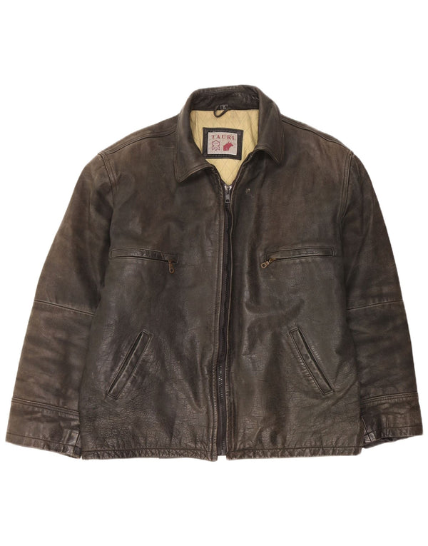 Tauri Chaqueta de cuero para hombre UK 42 XL Cuero negro