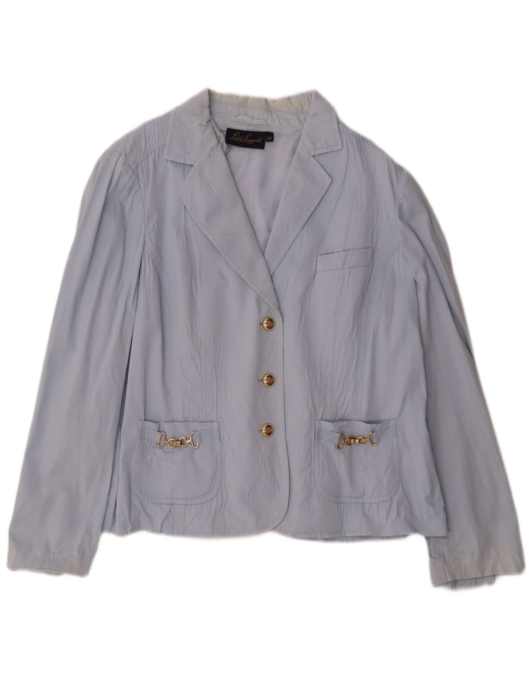 Luisa Spagnoli Chaqueta Blazer de 3 Botones para Mujer IT 48 XL Algodón Azul