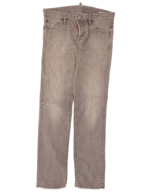 Dsquared2 Jeans ajustados desgastados para mujer IT 46 Large W32 L30 Algodón gris