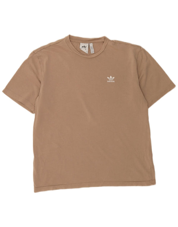 Adidas Hombre Camiseta Gráfica Top Algodón Beige Medio