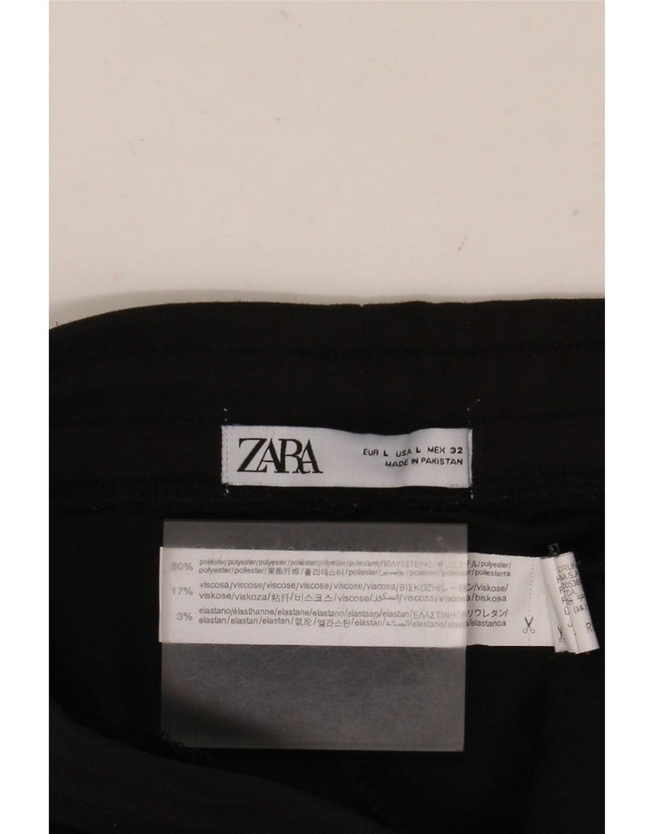 ZARA Pantalones de chándal para mujer Joggers UK 44 Large Negro Poliéster