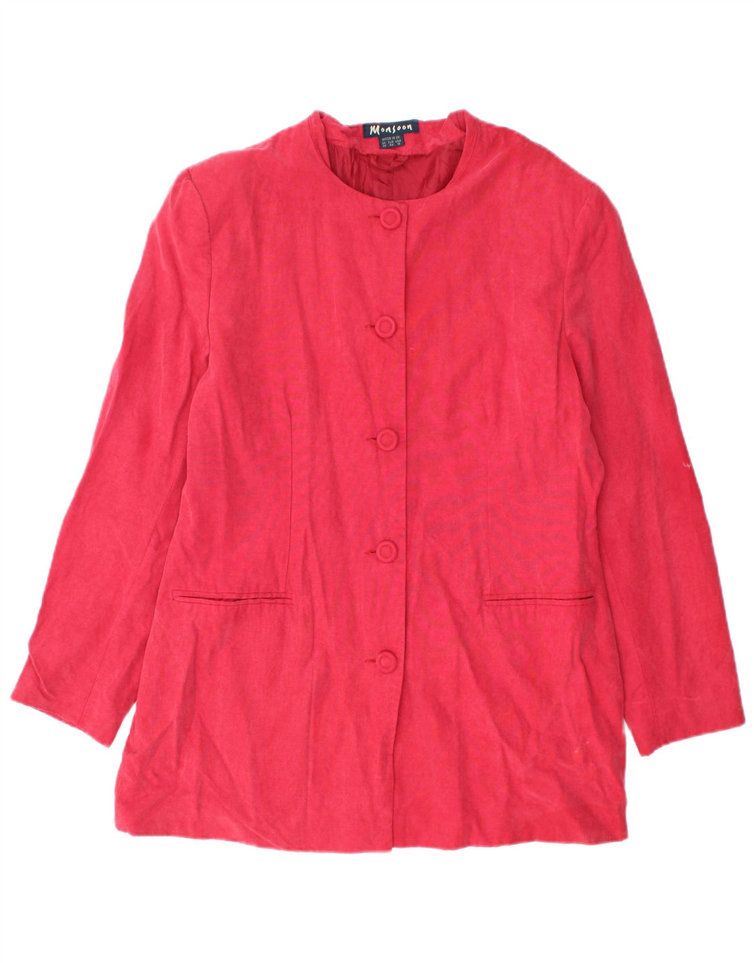 Monsoon Chaqueta tipo blazer de 5 botones para mujer UK 44 Viscosa roja mediana