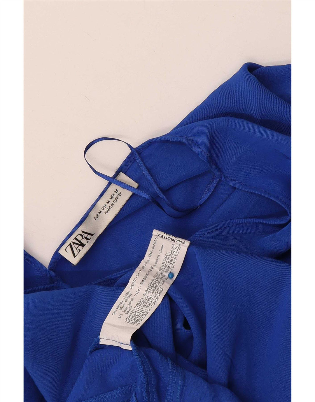 Zara Mujer Blusa Corta Extragrande UK 44 Viscosa Azul Medio