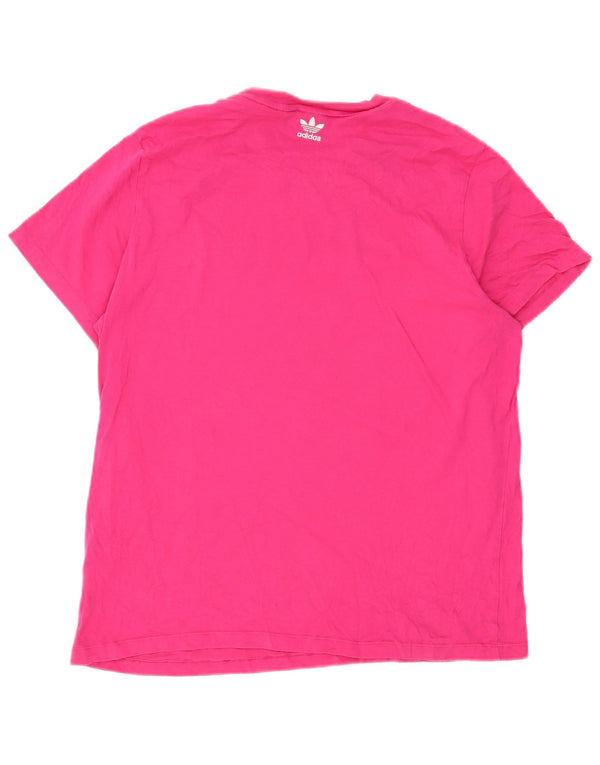 Adidas Camiseta gráfica para mujer Top UK 46 Large Pink Cotton