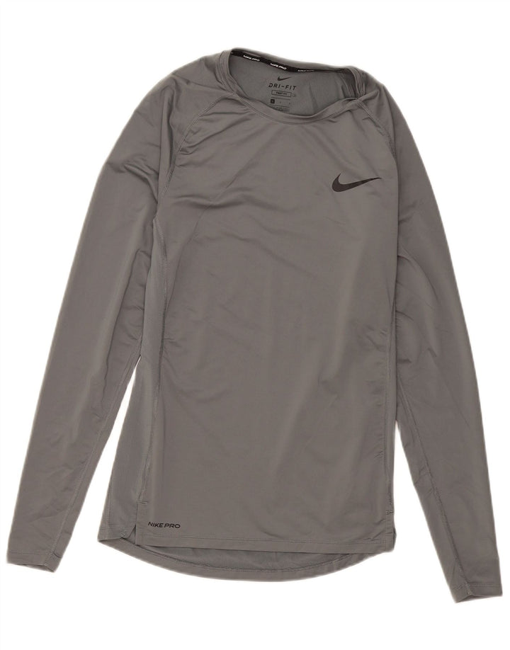 Nike Camiseta ajustada de manga larga para hombre Poliéster gris grande