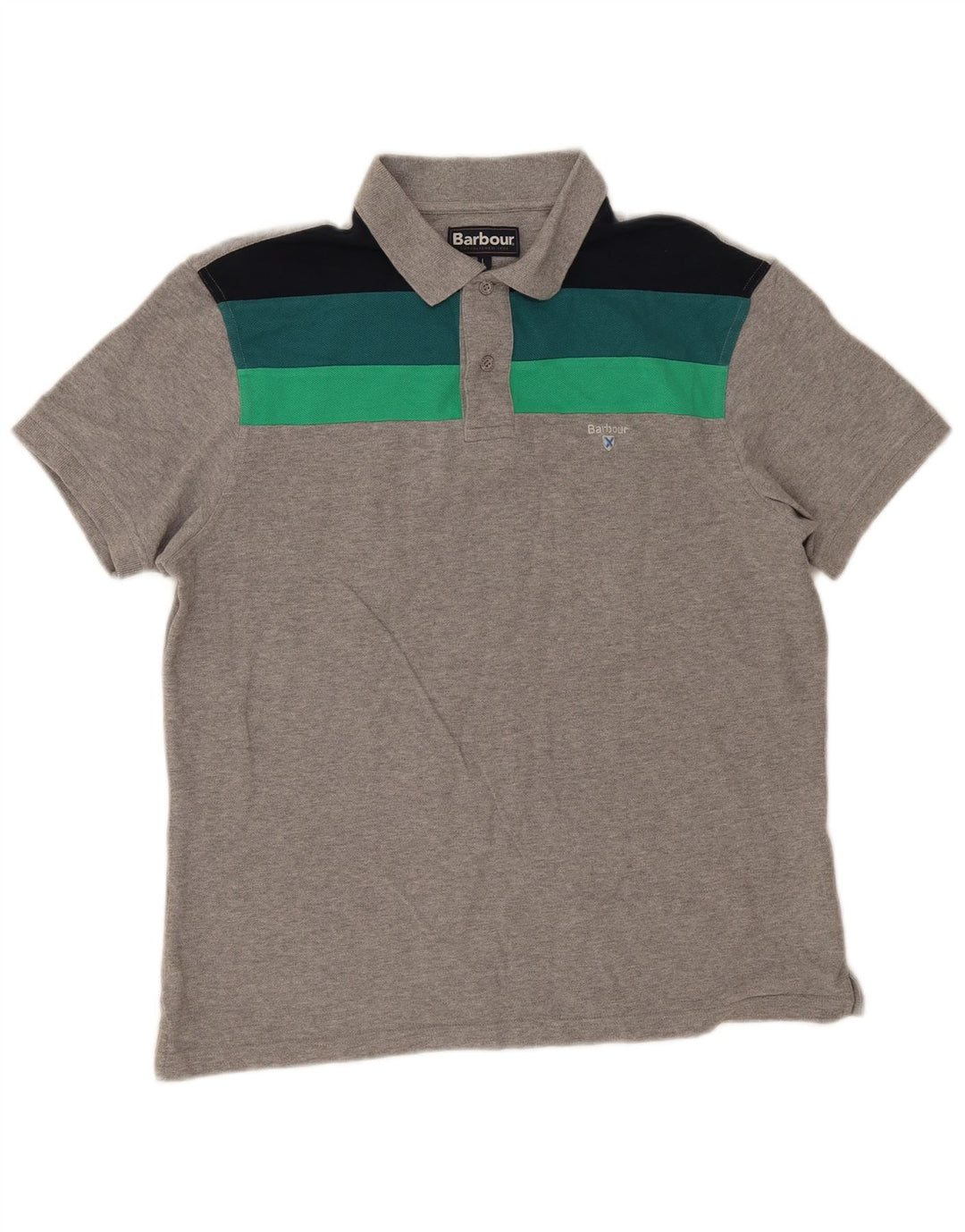 Polo Barbour para hombre de algodón con bloques de color gris grande