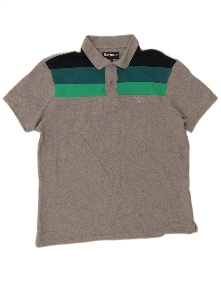 Polo Barbour para hombre de algodón con bloques de color gris grande