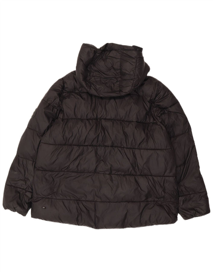 Zara Mujer Chaqueta Acolchada Con Capucha UK 46 Grande Poliéster Negro