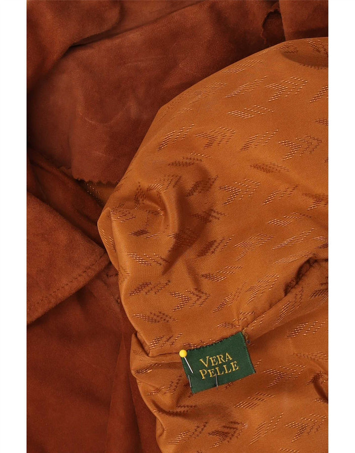 Vintage mujer ante chaqueta Reino Unido 18 XL cuero marrón