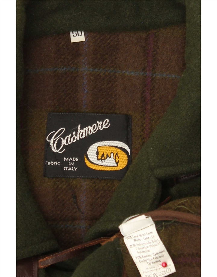 Vintage hombre con capucha Duffle Coat IT 50 lana verde grande