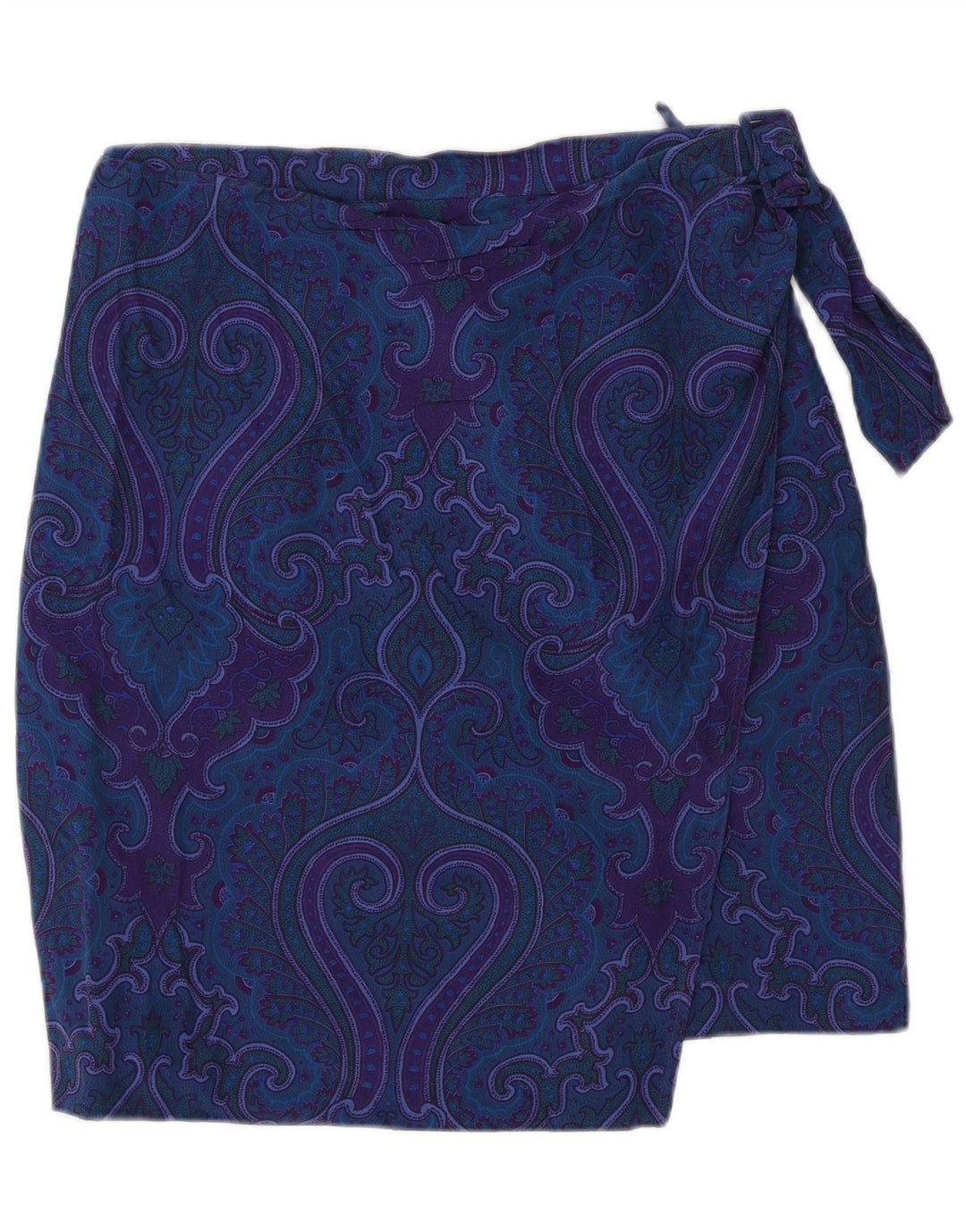 VINTAGE Falda cruzada para mujer EU 40 Mediana W30 Seda Paisley Azul