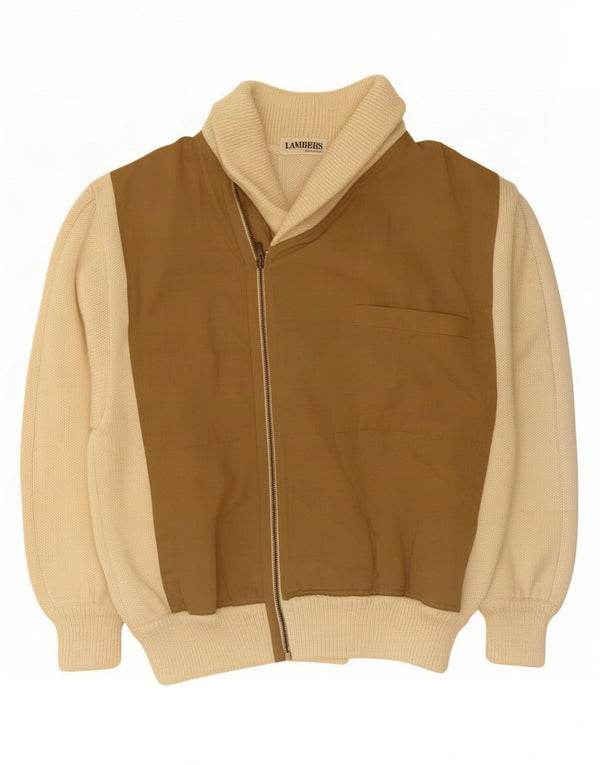 Lambers Suéter tipo cárdigan con cuello chal para hombre IT 48 Medium Off White Colorblock