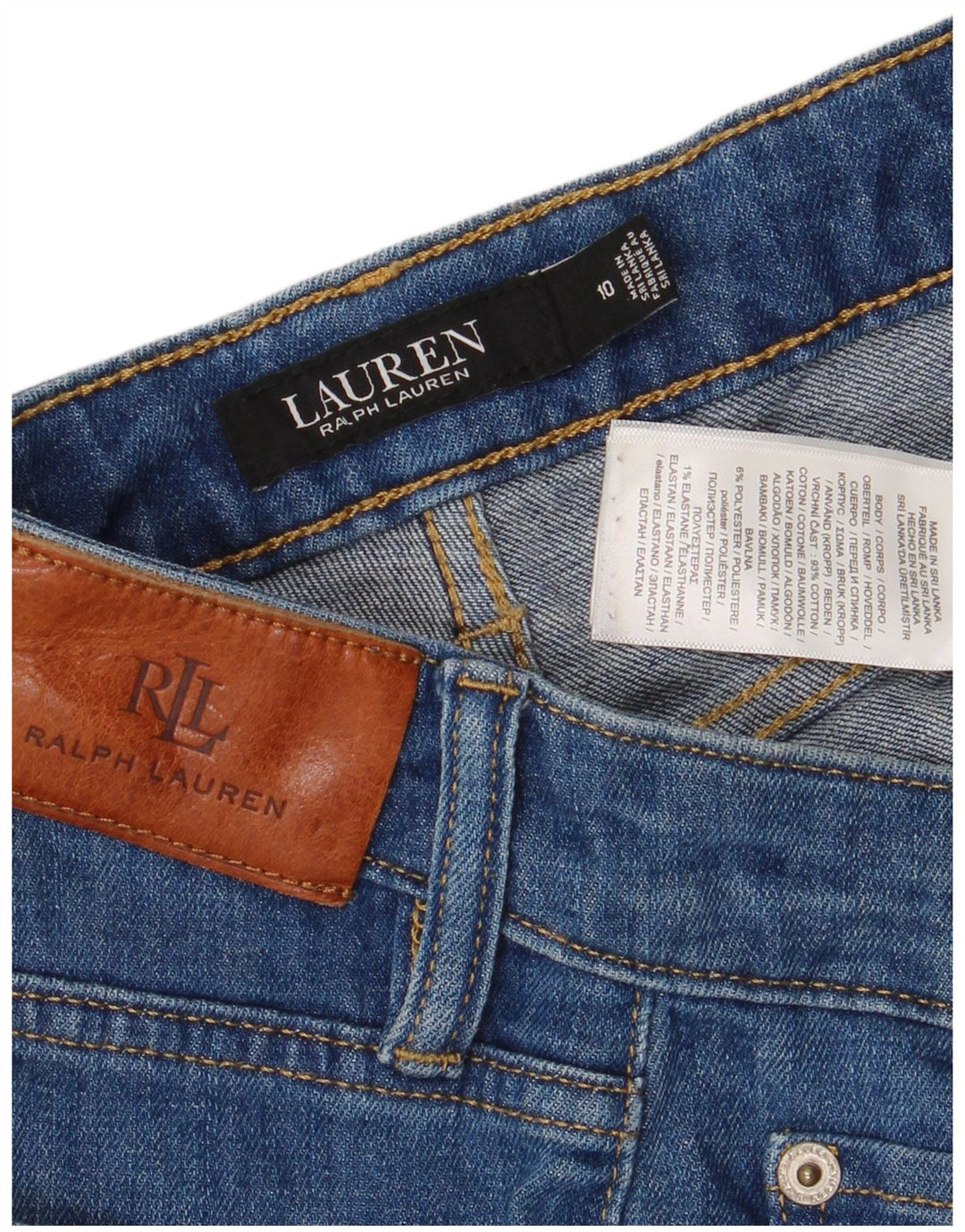 Ralph Lauren Jeans Slim para Mujer US 10 Grande W32 L29 Algodón Azul