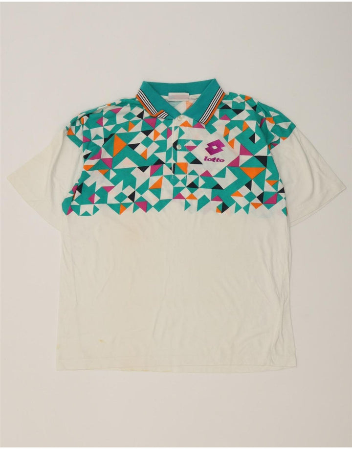 Polo Lotto Hombre Grande Blanco Geométrico