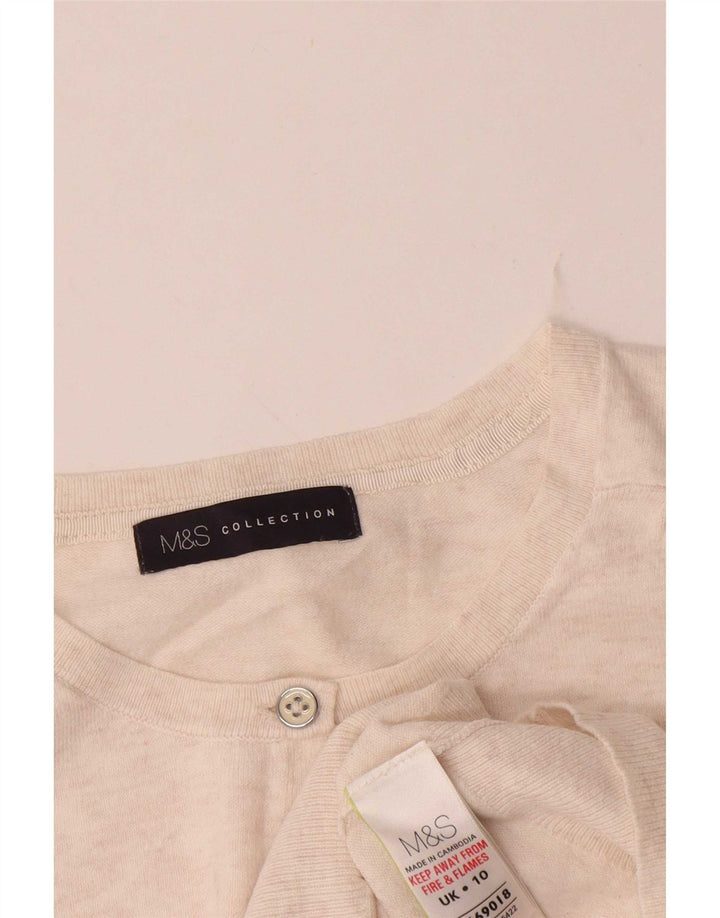 Marks & Spencer Suéter tipo cárdigan para mujer UK 10 Small Beige Moteado