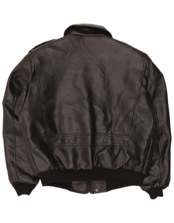 DC Chaqueta de cuero militar holgada para hombre UK 38 Medium Black