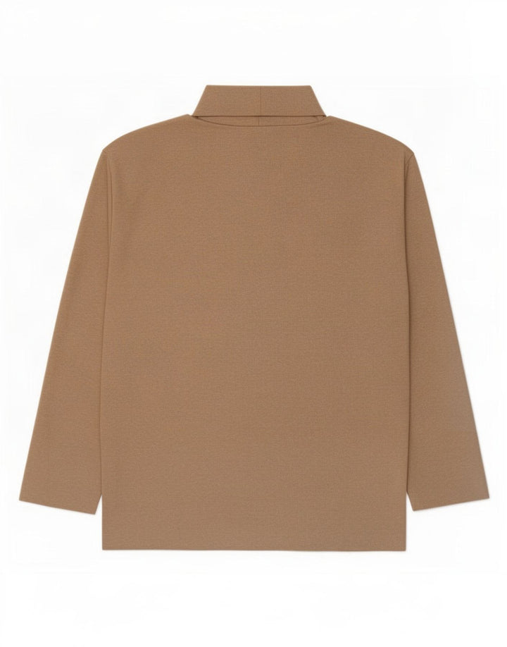 Zara Mujer Top Manga Larga ES 44 Poliéster Beige Medio