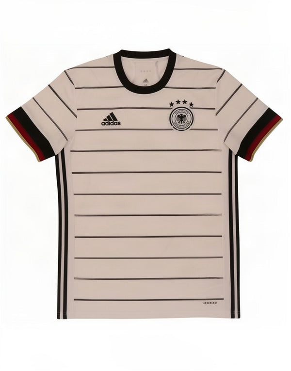 Adidas Mens Deutscher Fussball Bund Camiseta Top Mediano Blanco Rayas