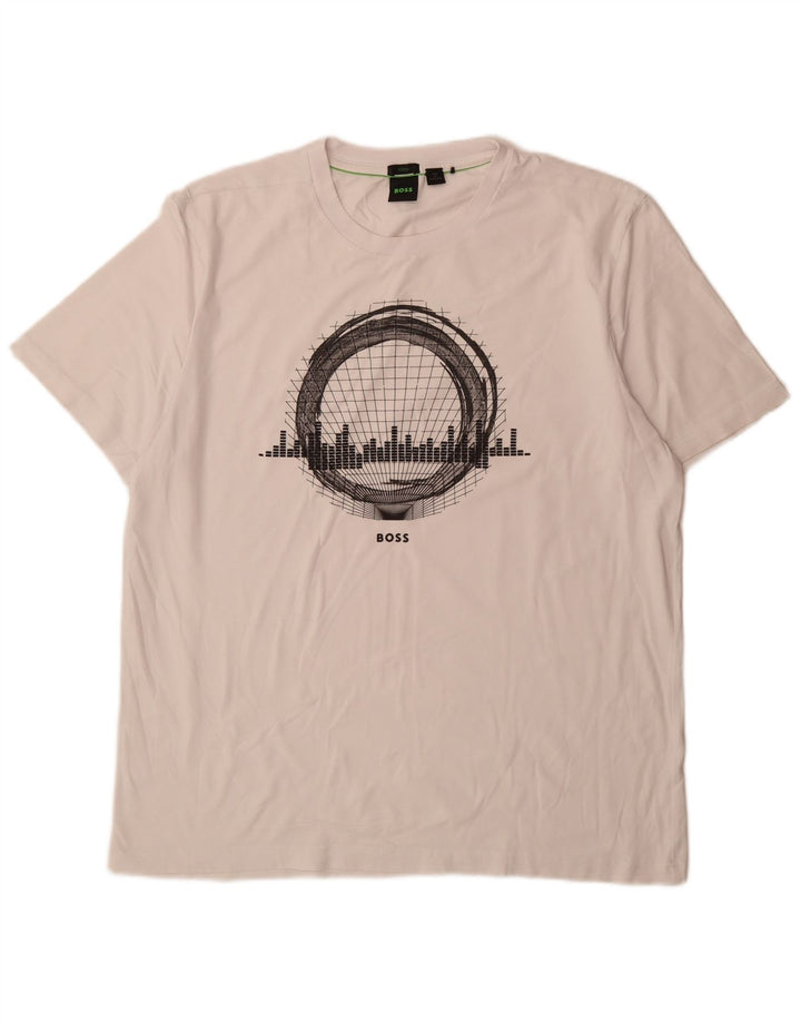Hugo Boss Camiseta gráfica para hombre Top 2XL Blanco