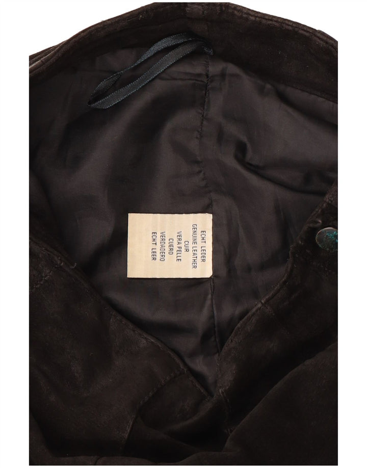 VINTAGE Pantalones de ante con corte de bota para mujer W28 L31 Cuero negro