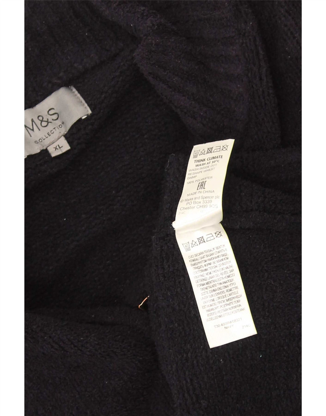 Marks & Spencer Suéter tipo cárdigan para hombre XL Poliéster azul marino