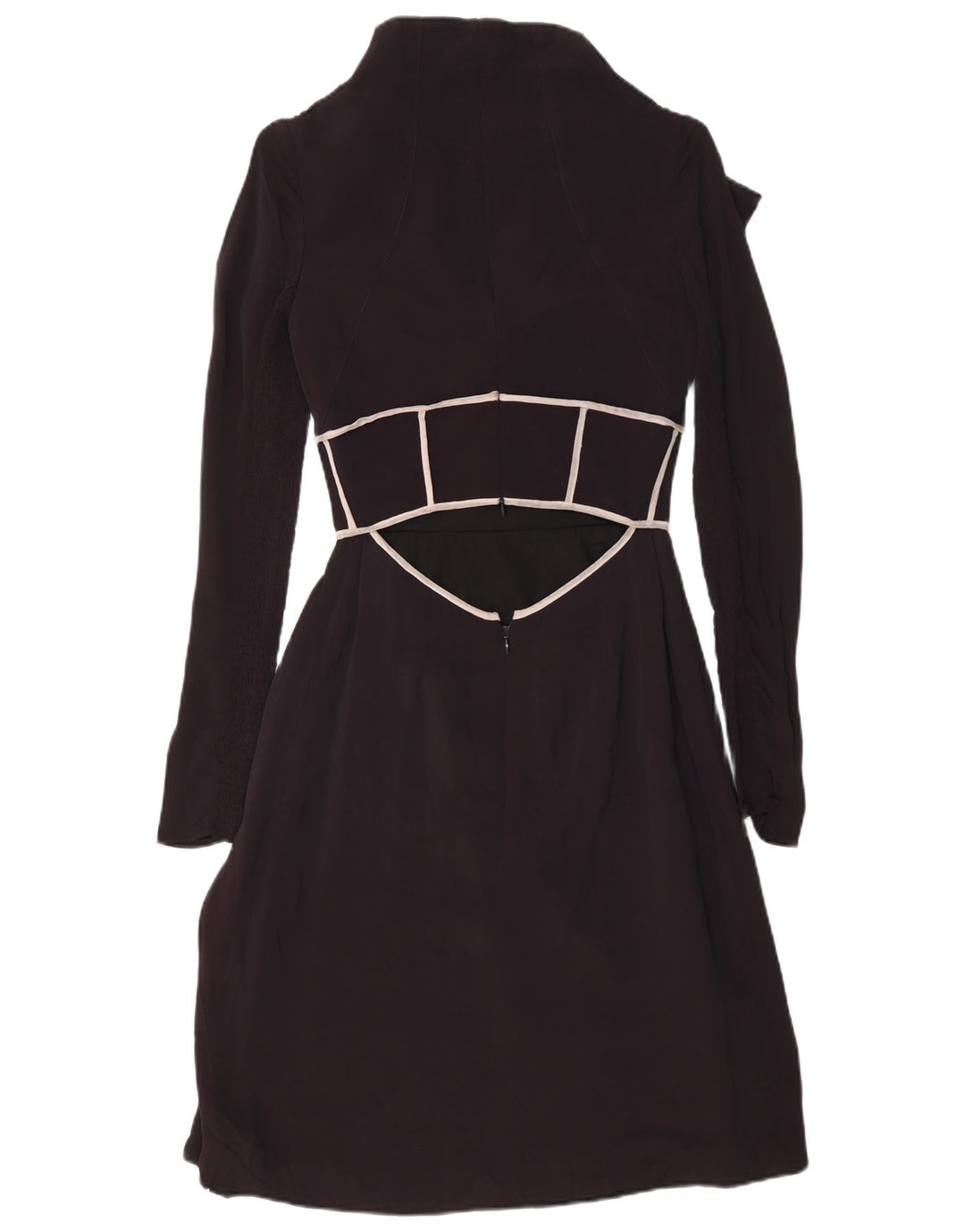 Vintage mujer manga larga maxi vestido IT 40 pequeño negro
