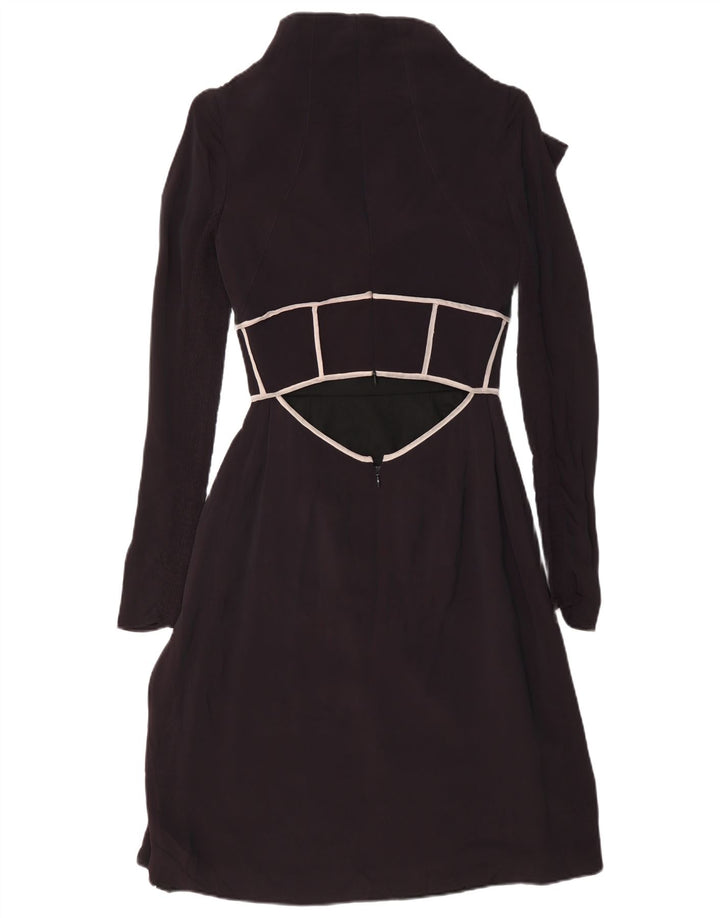 Vintage mujer manga larga maxi vestido IT 40 pequeño negro