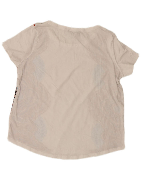 Marks & Spencer Camiseta gráfica para mujer UK 44 Grande Algodón floral blanco