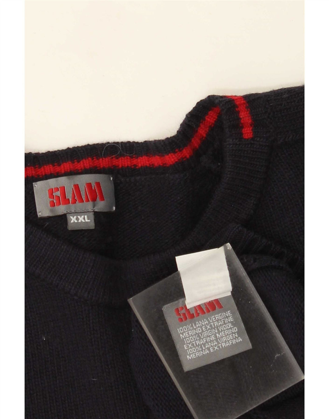 Slam Jersey con cuello barco para hombre, talla 2XL, lana azul marino