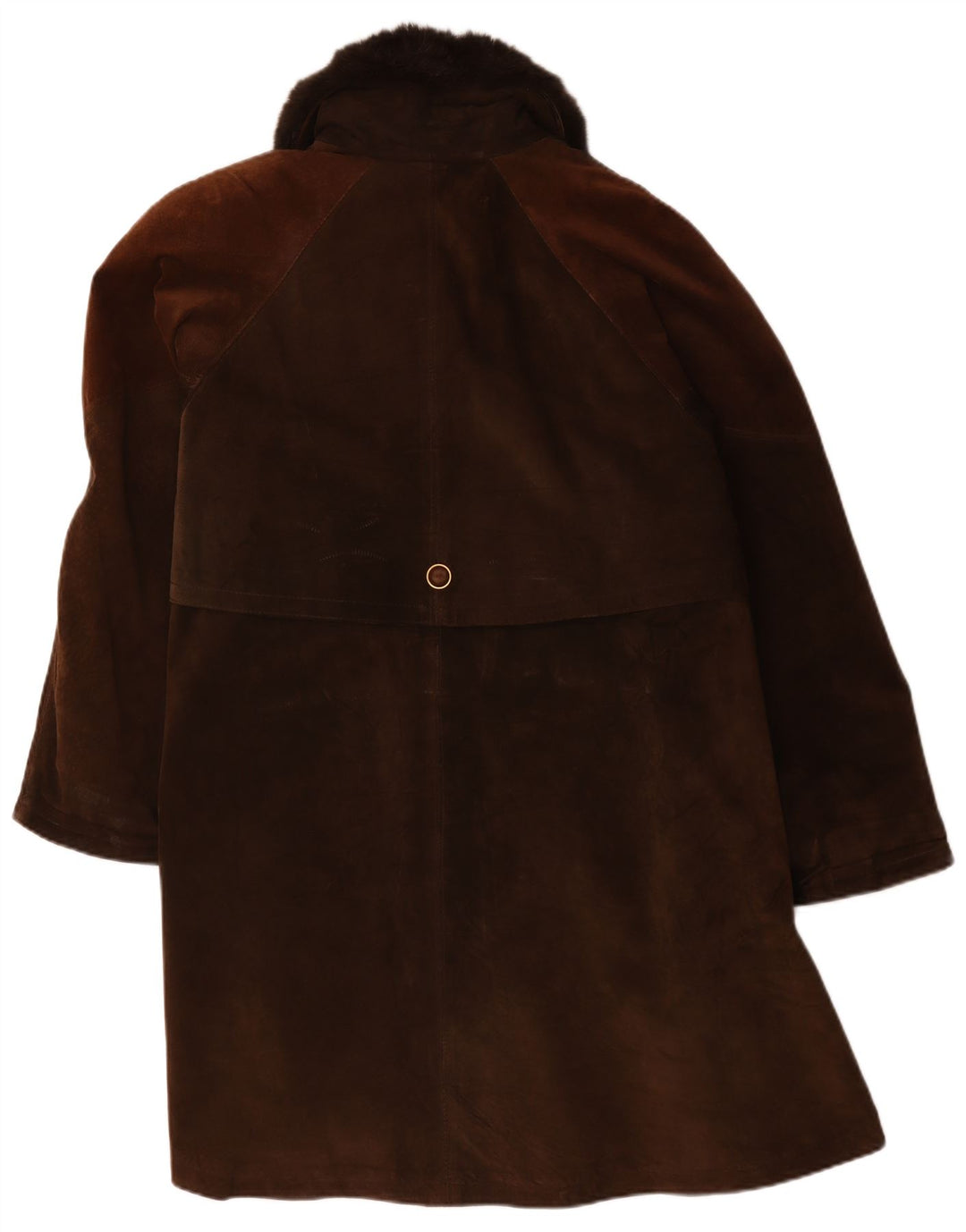 Vintage mujer ante overcoat abrigo IT 44 cuero marrón medio