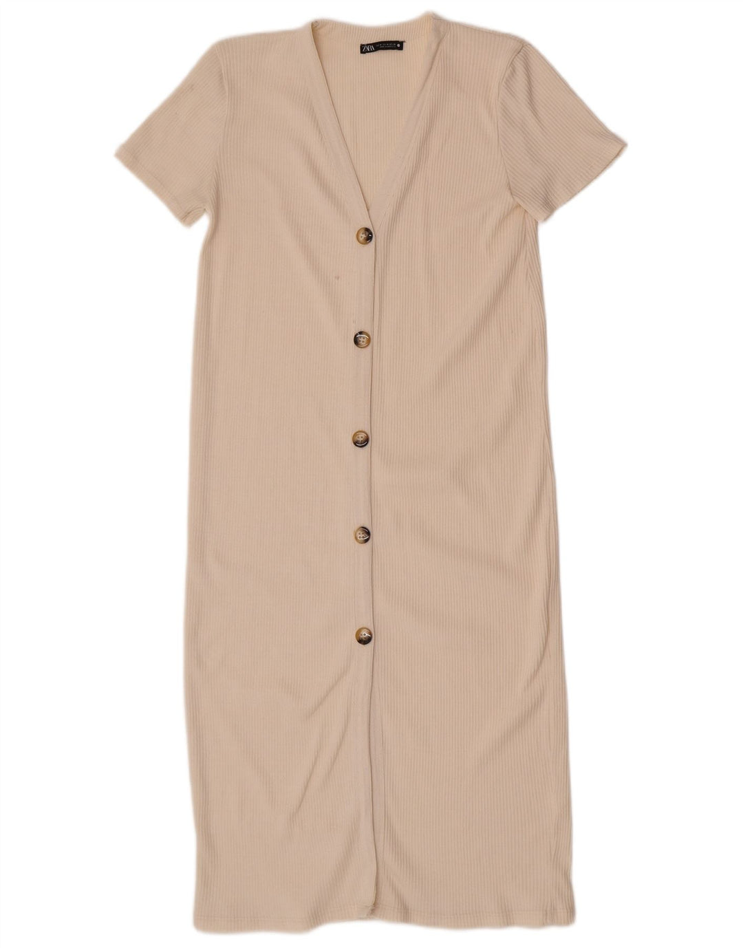 Zara Vestido Ajustado Mujer UK 40 Mediano Blanco Roto