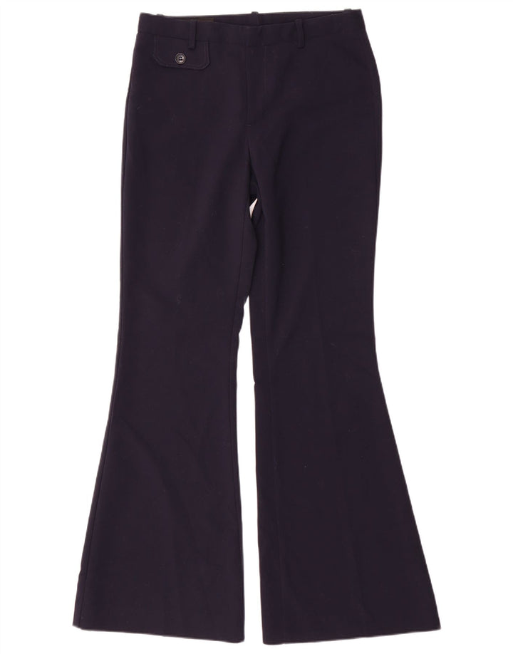 Zara Mujer Pantalones Casuales Acampanados Pequeño W26 L31 Poliéster Azul Marino