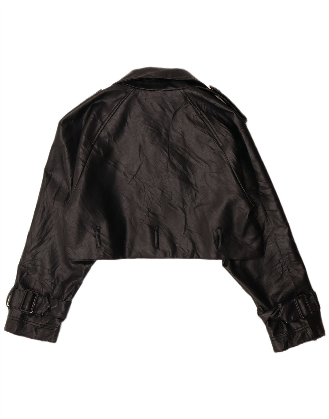 ZARA Womens Oversized Faux Leather Blazer Jacket UK 10 Small Black