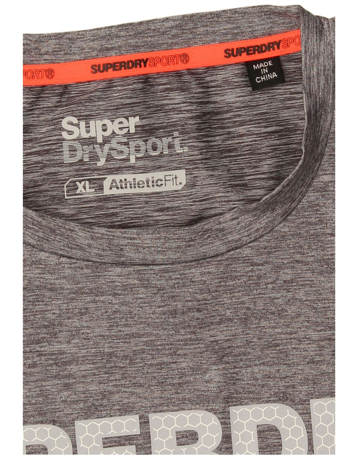 Superdry Camiseta Gráfica para Hombre Top XL Gris Moteado