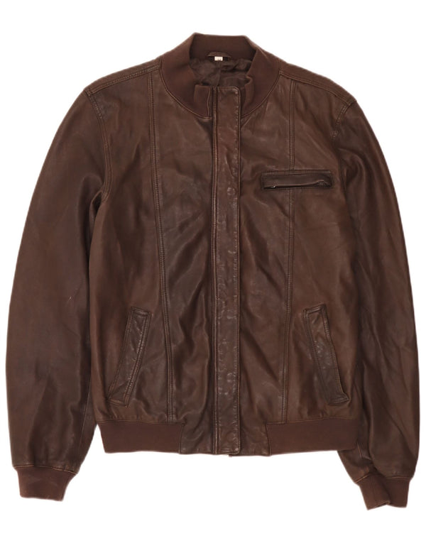 Vintage hombres chaqueta de cuero Reino Unido 40 marrón grande