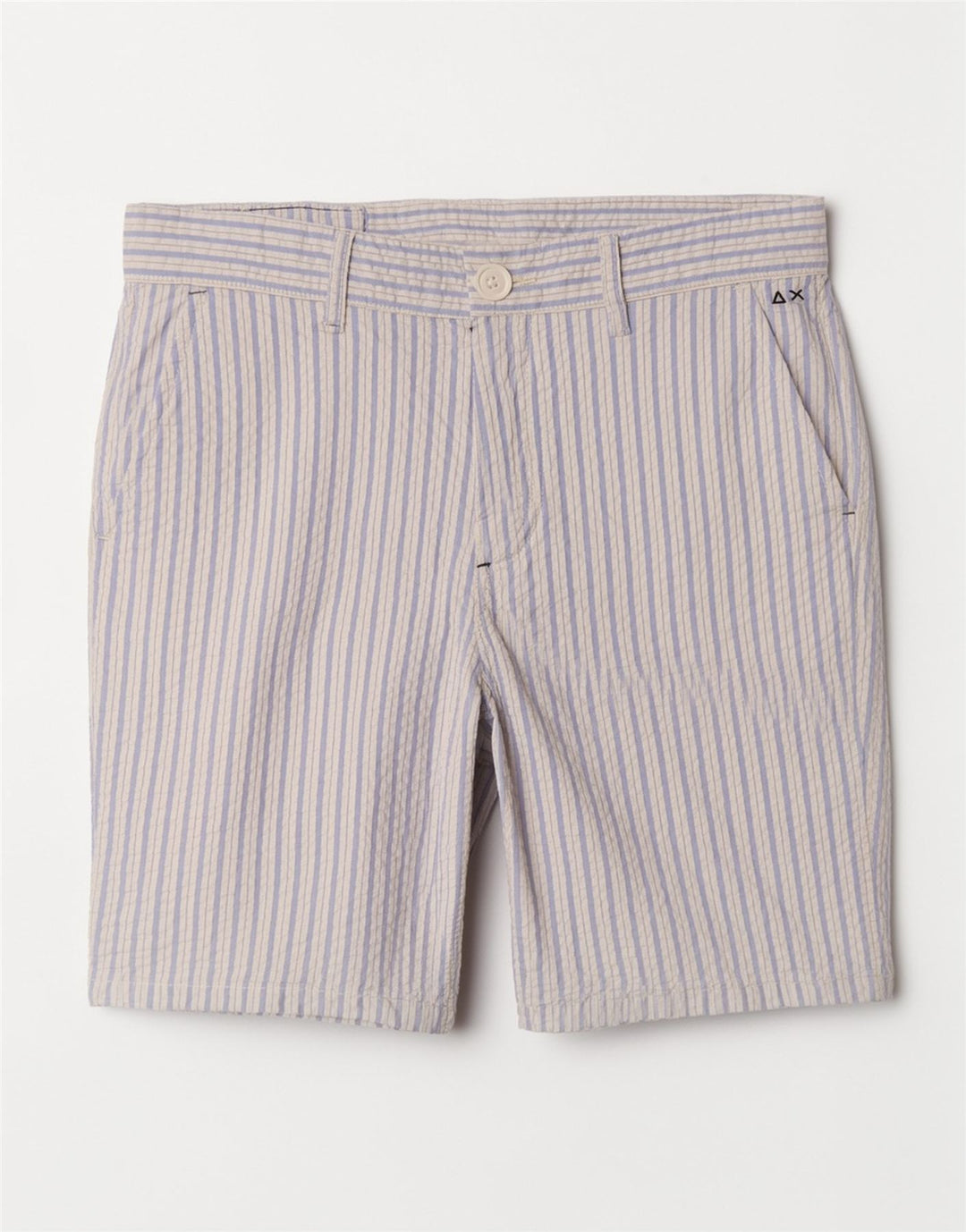 Sun68 Pantalones cortos chinos para hombre W31 Algodón a rayas azul medio