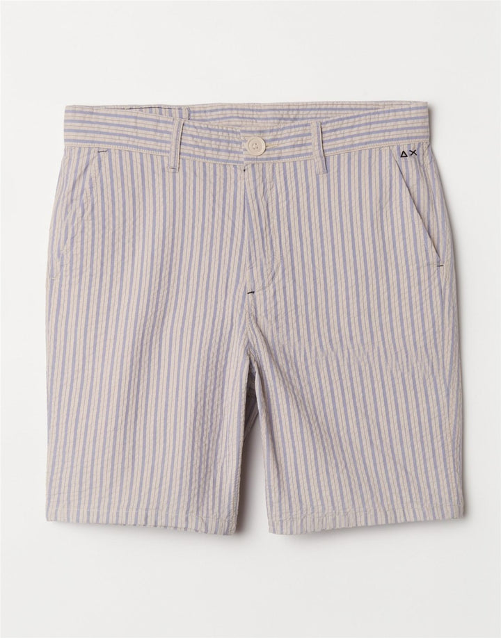 Sun68 Pantalones cortos chinos para hombre W31 Algodón a rayas azul medio