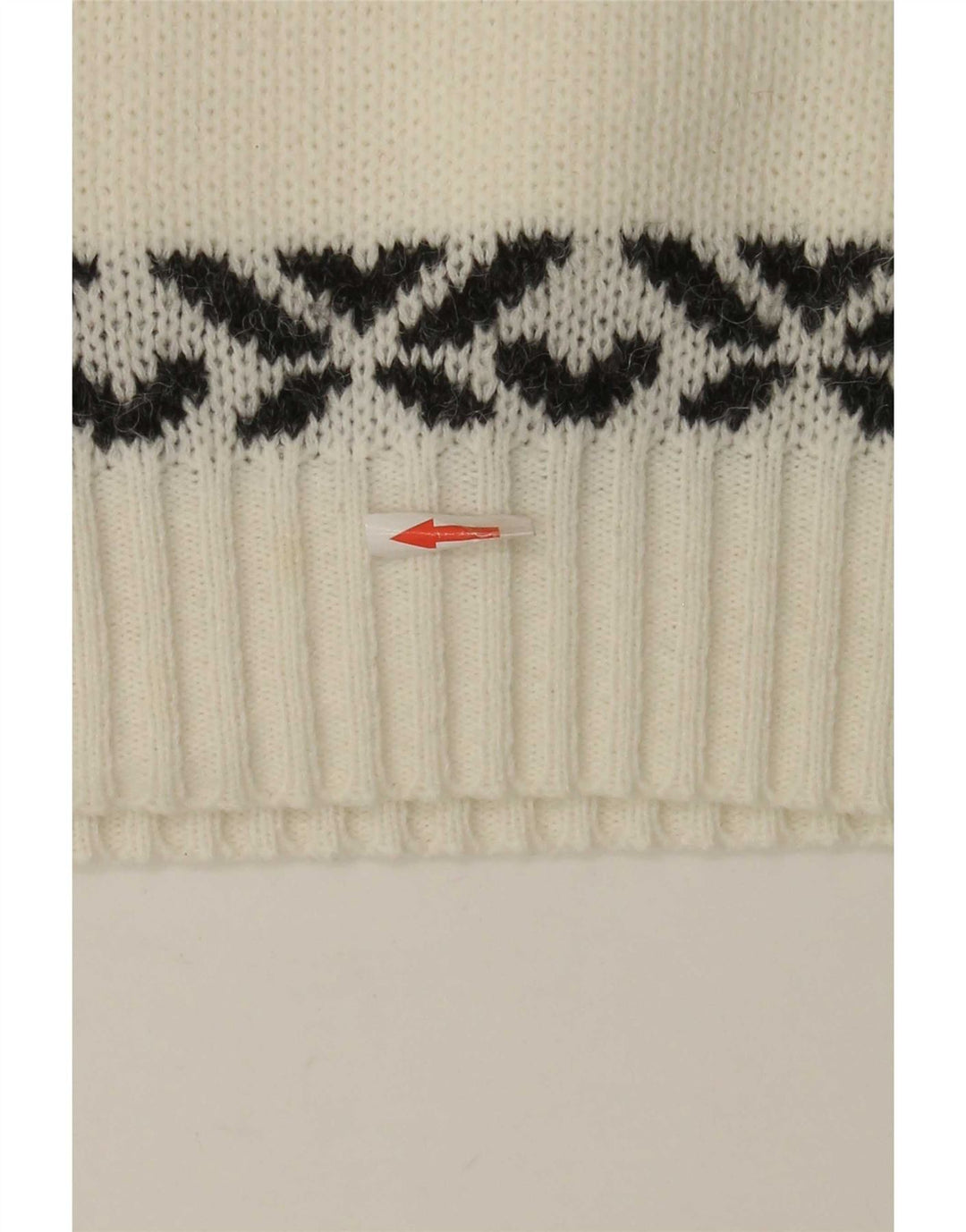 Vintage hombres cuello redondo jersey suéter medio blanco Fair Isle