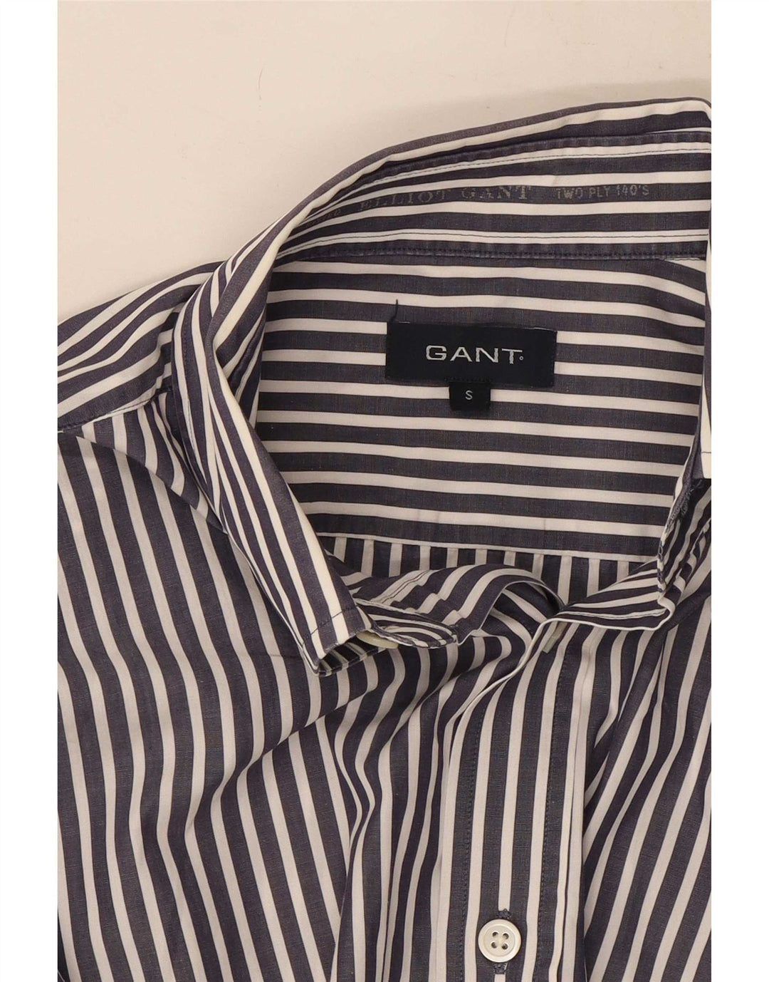 Camisa Gant para hombre pequeña de algodón a rayas azul marino