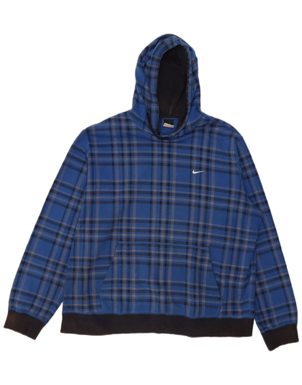 Nike - Sudadera con capucha para hombre, talla 2XL, algodón a cuadros azules