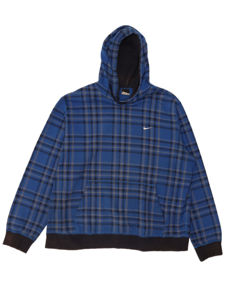 Nike - Sudadera con capucha para hombre, talla 2XL, algodón a cuadros azules