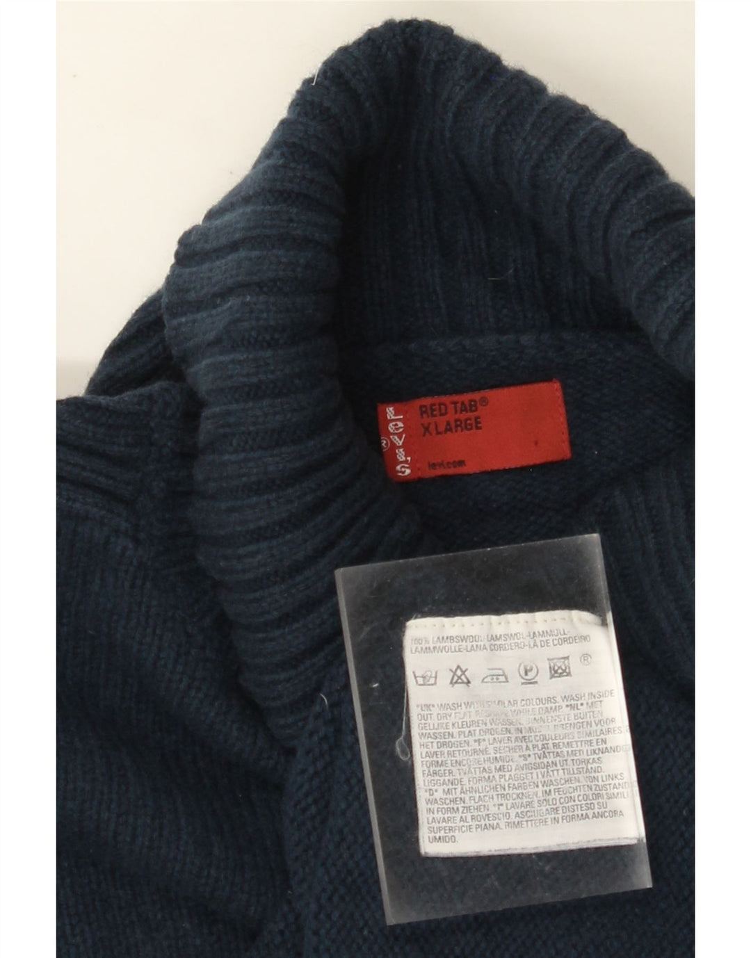 LEVI'S Suéter tipo jersey con cuello vuelto para mujer UK 18 XL Lana de cordero azul marino