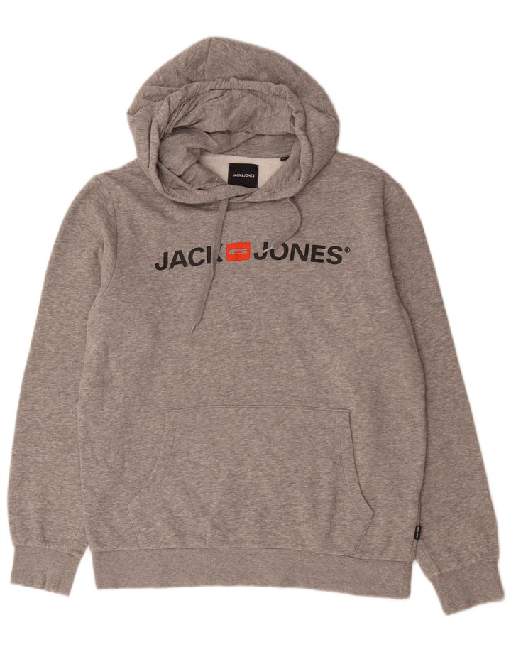 Jack & Jones Hombre Sudadera Con Capucha Gráfica Gris Medio Moteada