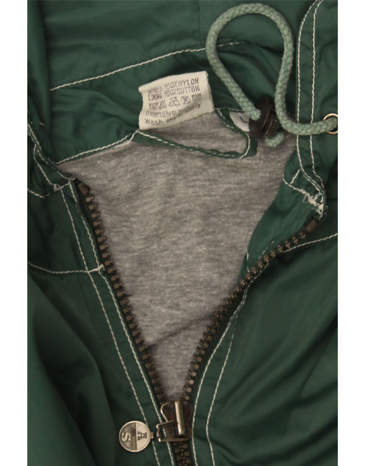 Auténtica chaqueta cortavientos con capucha y gráfico para hombre, Reino Unido 40, nailon verde grande