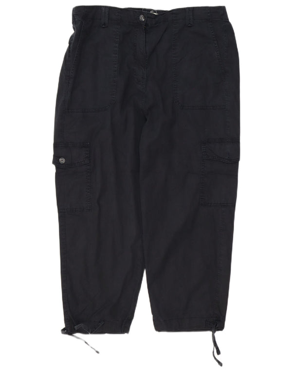 Marks & Spencer Pantalones cargo de cintura alta para mujer UK 40 Large W38 L23 Negro