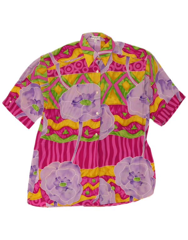 Mario Pucci Cecconi Camisa larga para mujer IT 44 Medium Multicolor Floral