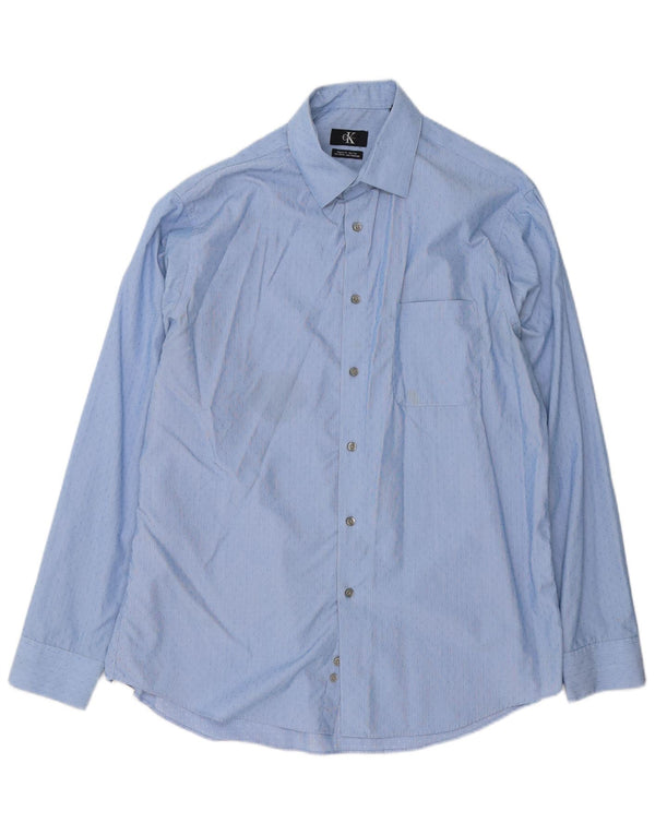 Calvin Klein Camisa de corte regular para hombre Talla 16 1/2 Grande Algodón a rayas azules
